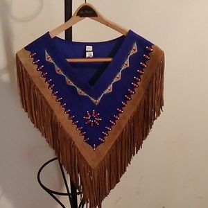 Genuine suede leather cape